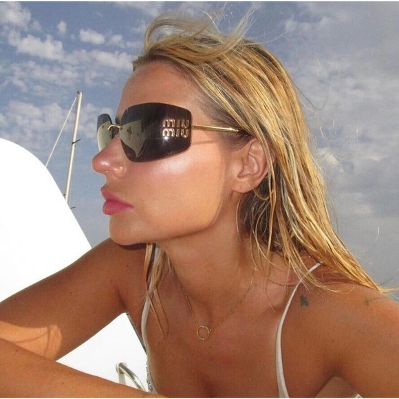 Miu Miu Sunglasses MU 54YS Gold Dark Grey 5AK5/S0 Women Wrap Logo AUTHENTIC main image 4